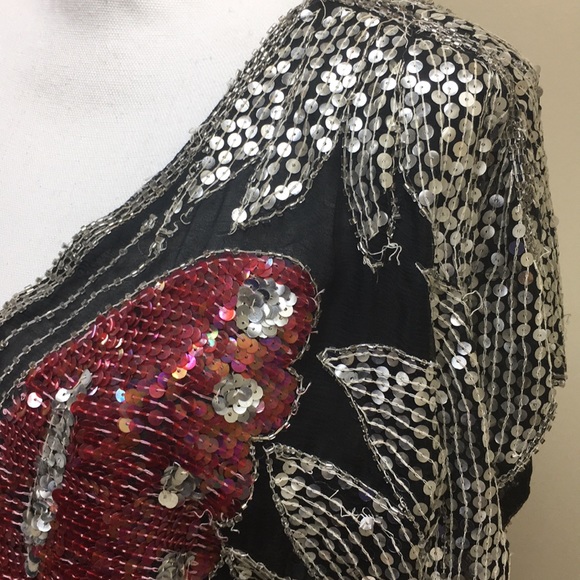 Vintage Butterfly Sequin Beaded Top - Picture 4 of 8